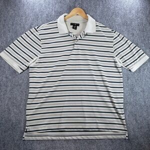 Bermuda Greens Golf Polo Mens XL Beige Stripe Performance Stretch #AC184